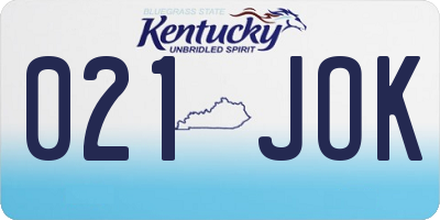 KY license plate 021JOK