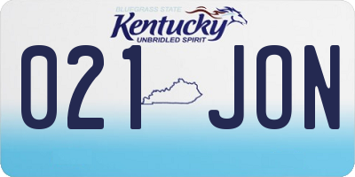 KY license plate 021JON