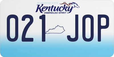 KY license plate 021JOP