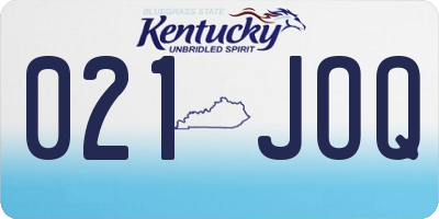 KY license plate 021JOQ