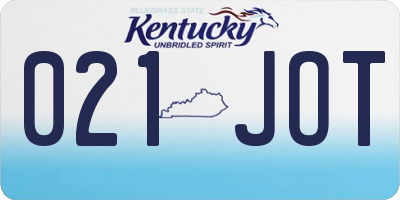KY license plate 021JOT