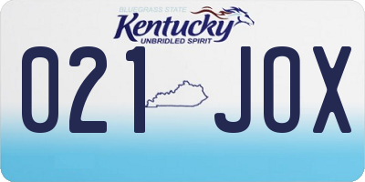 KY license plate 021JOX