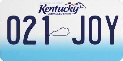 KY license plate 021JOY