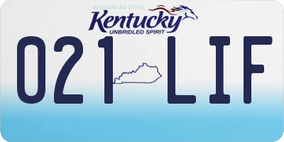 KY license plate 021LIF