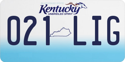 KY license plate 021LIG