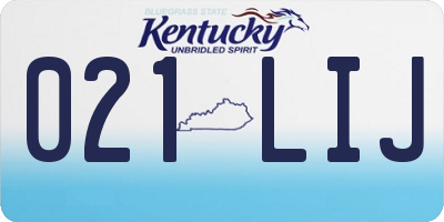 KY license plate 021LIJ