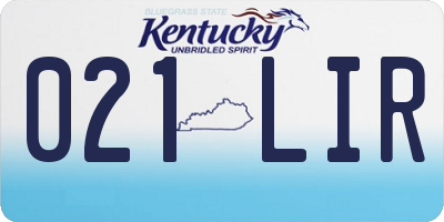 KY license plate 021LIR