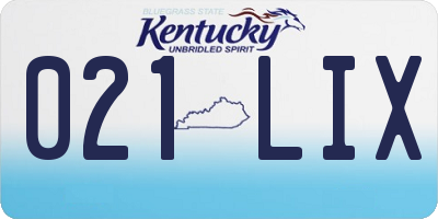 KY license plate 021LIX