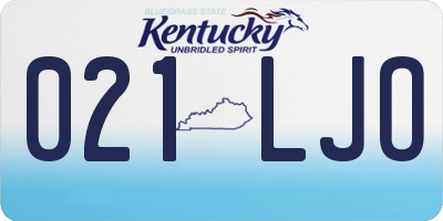 KY license plate 021LJO