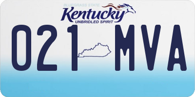 KY license plate 021MVA