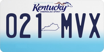 KY license plate 021MVX