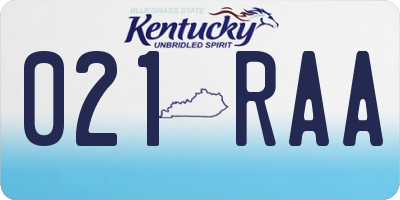 KY license plate 021RAA