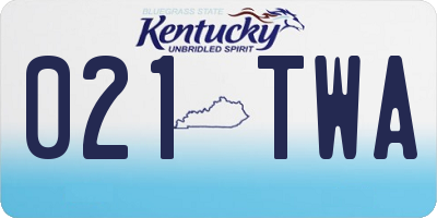 KY license plate 021TWA