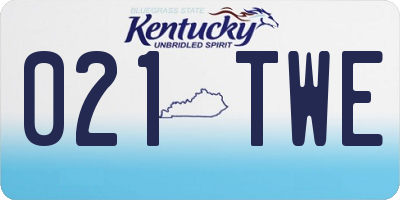 KY license plate 021TWE