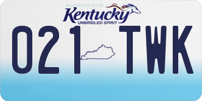 KY license plate 021TWK