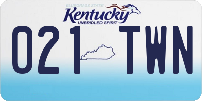 KY license plate 021TWN