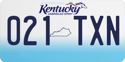 KY license plate 021TXN