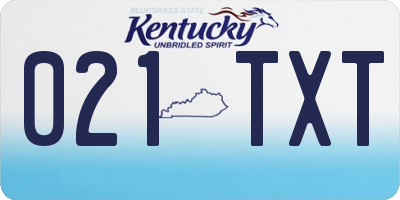KY license plate 021TXT