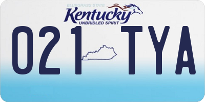 KY license plate 021TYA
