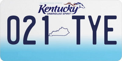 KY license plate 021TYE