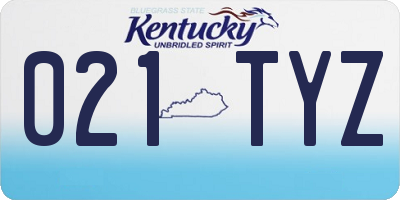 KY license plate 021TYZ