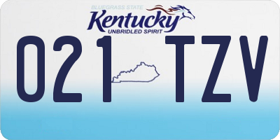 KY license plate 021TZV