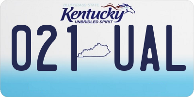 KY license plate 021UAL