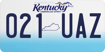 KY license plate 021UAZ