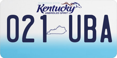 KY license plate 021UBA
