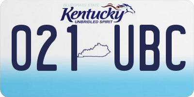 KY license plate 021UBC
