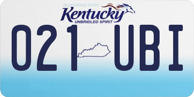 KY license plate 021UBI