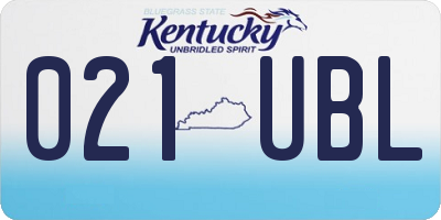 KY license plate 021UBL