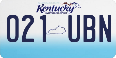 KY license plate 021UBN