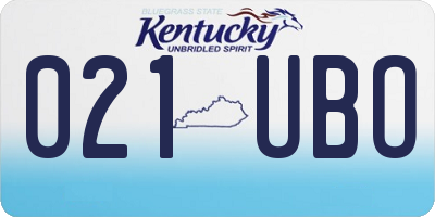 KY license plate 021UBO
