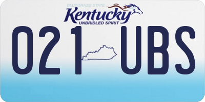 KY license plate 021UBS