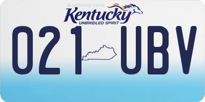 KY license plate 021UBV