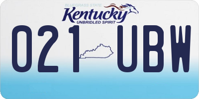 KY license plate 021UBW