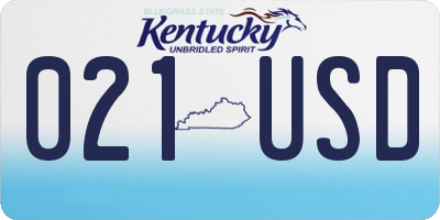 KY license plate 021USD