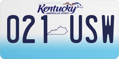 KY license plate 021USW