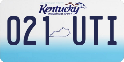 KY license plate 021UTI