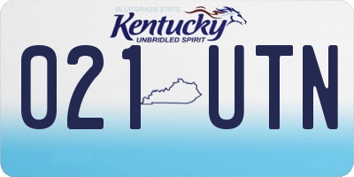 KY license plate 021UTN