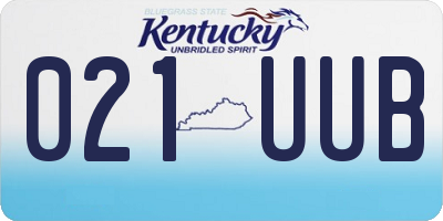 KY license plate 021UUB