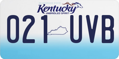 KY license plate 021UVB