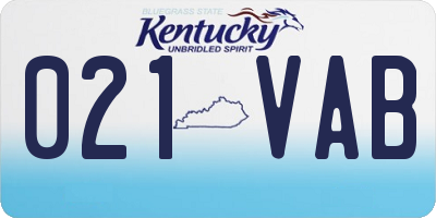 KY license plate 021VAB