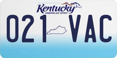 KY license plate 021VAC