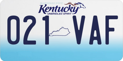 KY license plate 021VAF