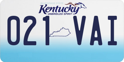 KY license plate 021VAI