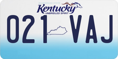 KY license plate 021VAJ