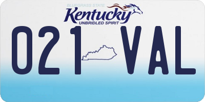 KY license plate 021VAL