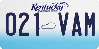 KY license plate 021VAM